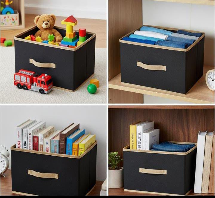 HomVault multipurpose Black Storage Box (Pack Of 1)